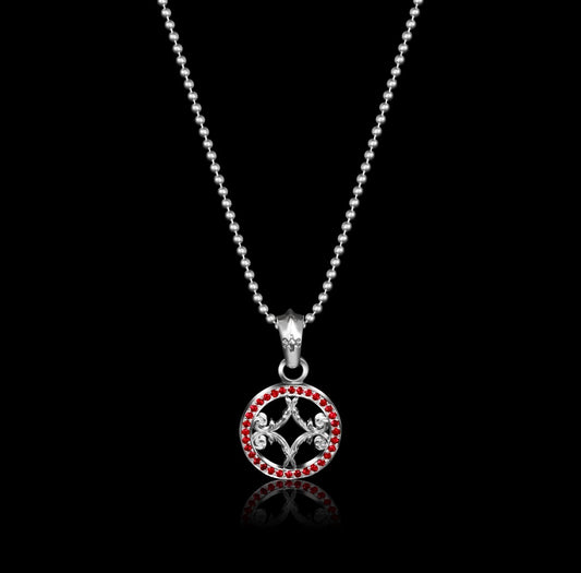 Motif Circle Pendant with Rubies