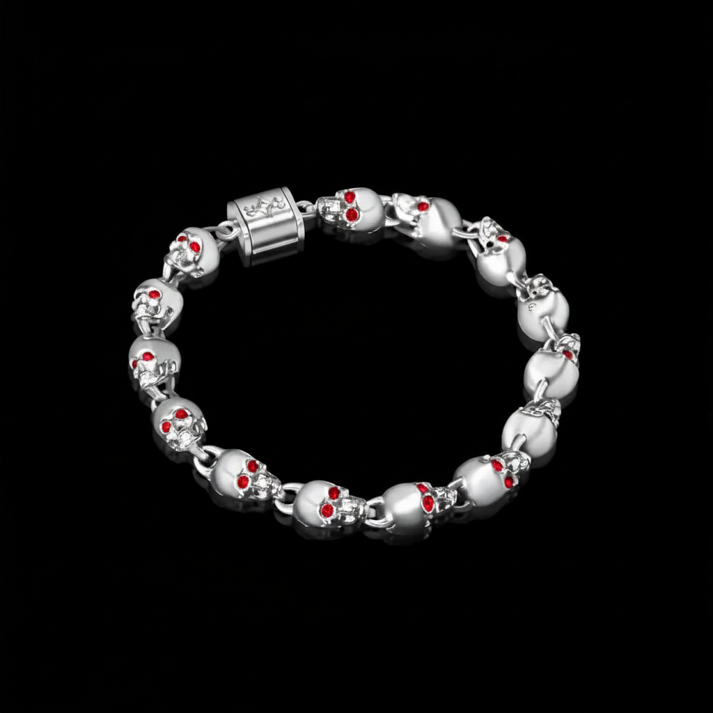 Ruby Skull Bracelet