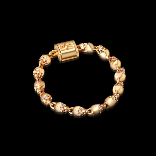 Mini Skull Bracelet with Diamonds | 18k Gold