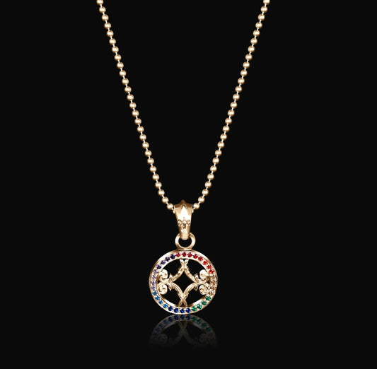 Ombré Motif Circle Pendant with Sapphires