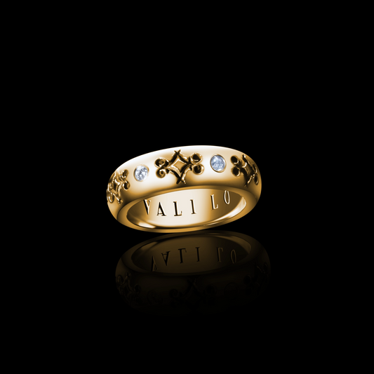 Motif Half-Round with Diamonds | 18k Gold