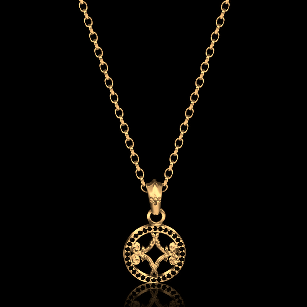 Black Diamond Motif Pendant
