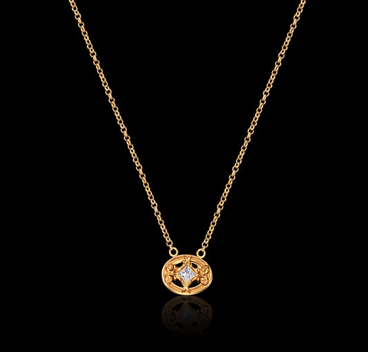 Diamond Motif Short Chain Necklace (Small) | 18k Gold