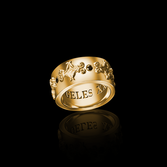 Motif Cigar Band with Diamonds | 18k Gold
