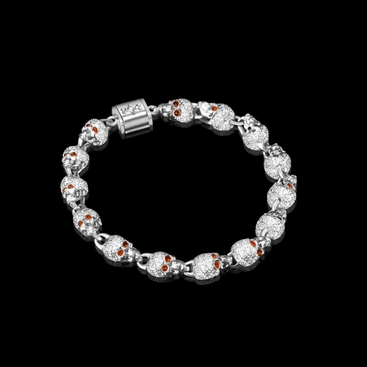 Pavé Diamond Skull Bracelet - Rubies