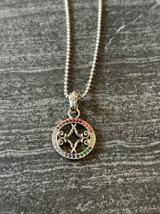Ombré Motif Circle Pendant with Sapphires